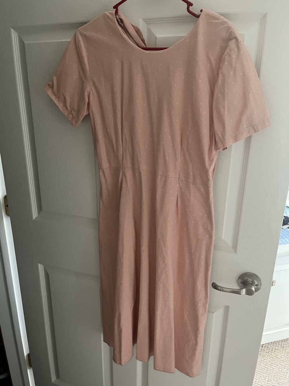 Women's Blush Pink Short Sleeve Fit-and-Flare Dress